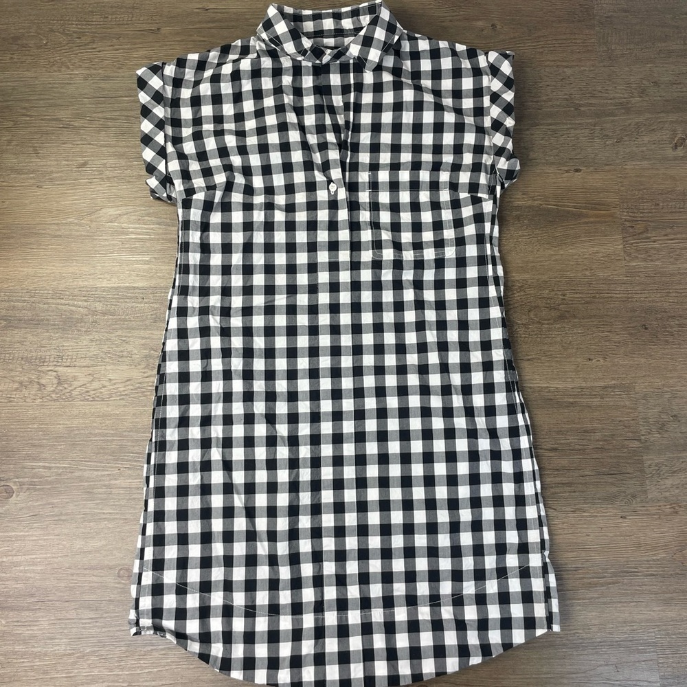 J. Crew Women’s Black White Buffalo Check Short Sleeve Dress, size XS